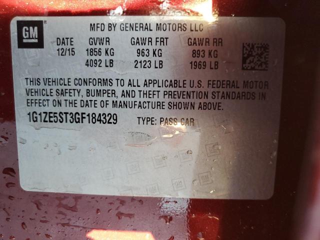 1G1ZE5ST3GF184329 - 2016 CHEVROLET MALIBU LT ბურგუნდია ფოტო 12