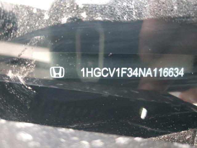 1HGCV1F34NA116634 - 2022 HONDA ACCORD SPORT WHITE photo 12
