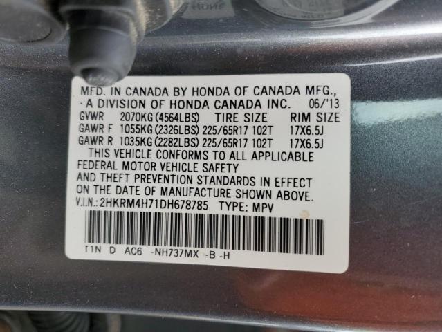2HKRM4H71DH678785 - 2013 HONDA CR-V EXL GRAY photo 14