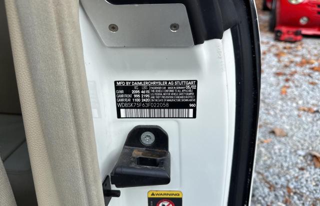 WDBSK75F63F022058 - 2003 MERCEDES-BENZ SL 500R თეთრი ფოტო 10