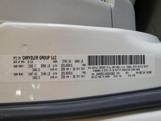 2A4RR5D14AR343960 - 2010 CHRYSLER TOWN & COU TOURING Սպիտակ լուսանկար 14