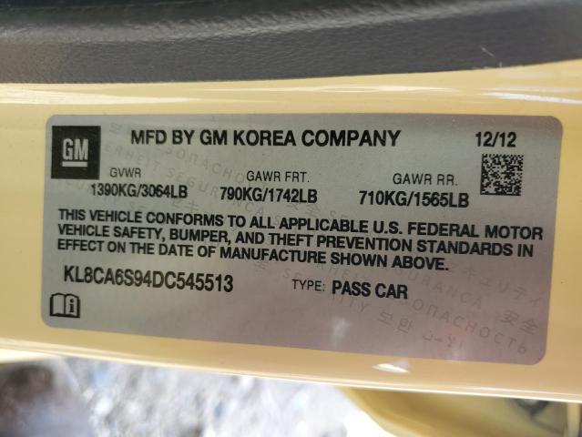 KL8CA6S94DC545513 - 2013 CHEV SPARK LS კრემისფერი ფოტო 13