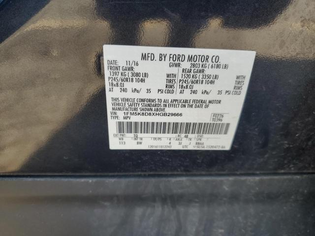 1FM5K8D8XHGB29666 - 2017 FORD EXPLORER XLT 灰色 照片 13