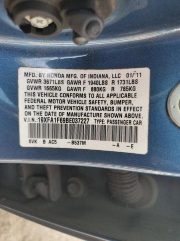 19XFA1F69BE037227 - 2011 HONDA CIVIC LX-S BLUE photo 13