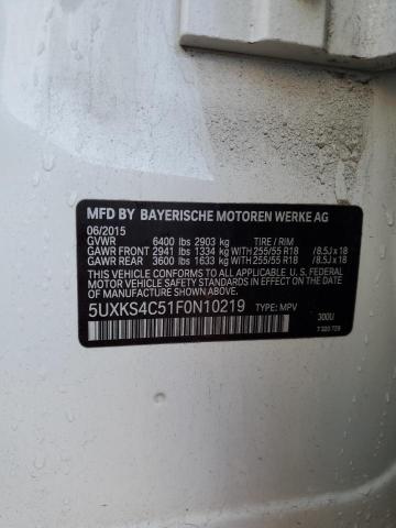 5UXKS4C51F0N10219 - 2015 BMW X5 XDRIVE35D WHITE photo 12