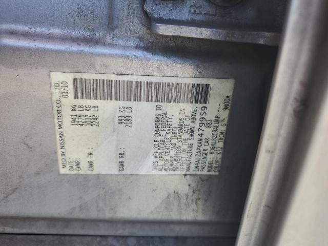 1N4AL2APXAN479959 - 2010 NISSAN ALTIMA BASE 银色 照片 12