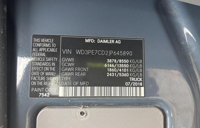 WD3PE7CD2JP645890 - 2018 MERCEDES-BENZ SPRINTER 2500 蓝色 照片 10