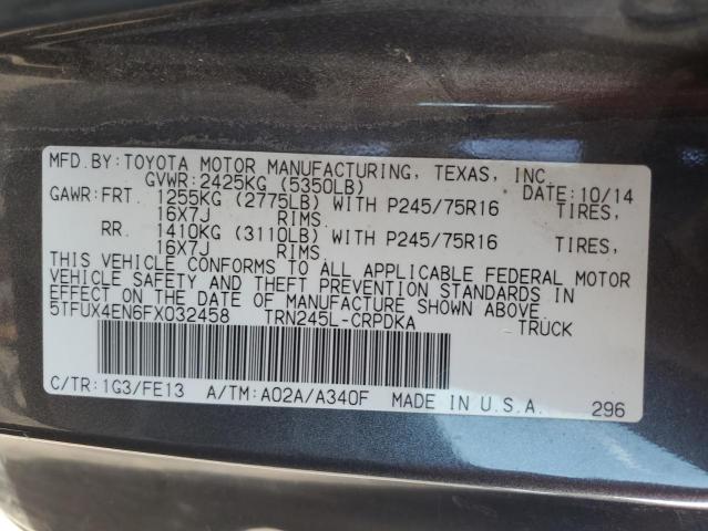 5TFUX4EN6FX032458 - 2015 TOYT TACOMA ACCESS CAB Grau Foto 12