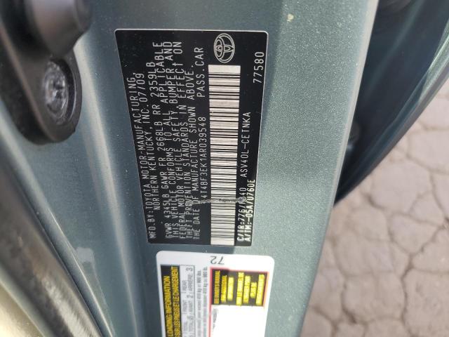 4T4BF3EK1AR039548 - 2010 TOYOTA CAMRY BASE მწვანე ფოტო 12