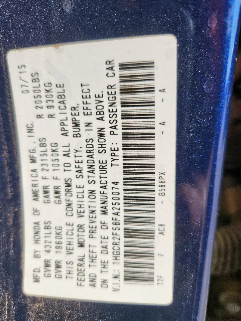 1HGCR2F58FA250074 - 2015 HONDA ACCORD SPORT BLUE photo 13