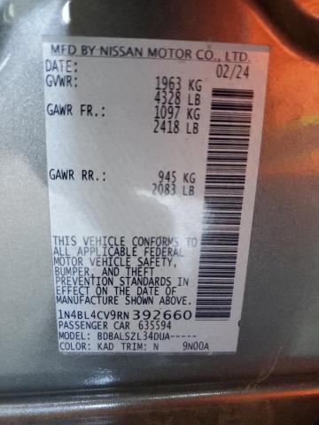 1N4BL4CV9RN392660 - 2024 NISSAN ALTIMA SR 灰色 照片 12