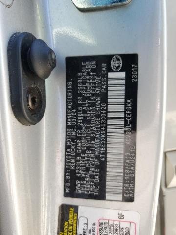 4T1BE32K94U330420 - 2004 TOYOTA CAMRY LE SILVER photo 12