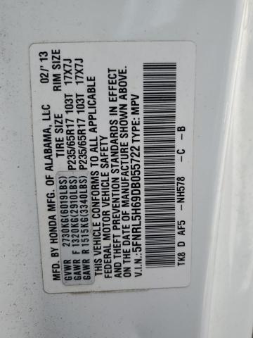 5FNRL5H69DB055722 - 2013 HONDA ODYSSEY EXL Weiß Foto 14