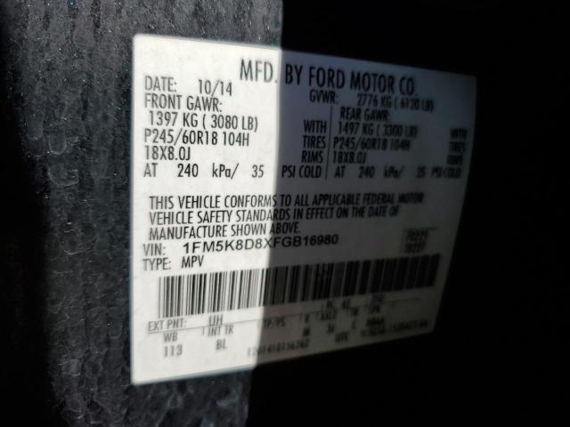 1FM5K8D8XFGB16980 - 2015 FORD EXPLORER XLT BLACK photo 13