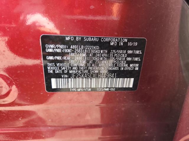 JF2SKASCXLH449841 - 2020 SUBARU FORESTER LIMITED RED photo 14