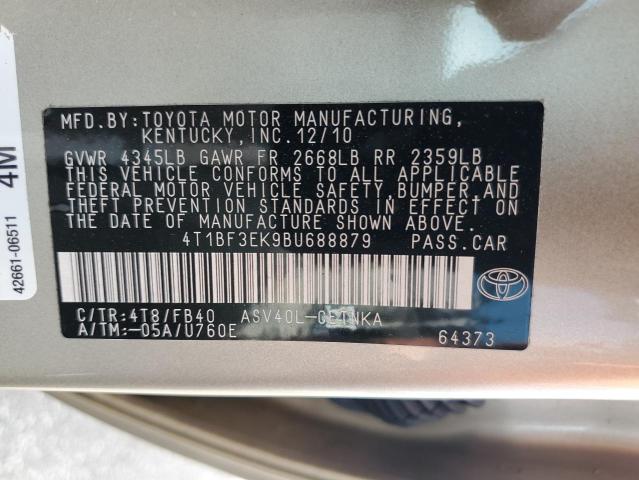 4T1BF3EK9BU688879 - 2011 TOYOTA CAMRY BASE Qızıl foto 12