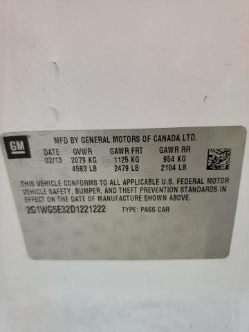 2G1WG5E32D1221222 - 2013 CHEVROLET IMPALA LT WHITE photo 12