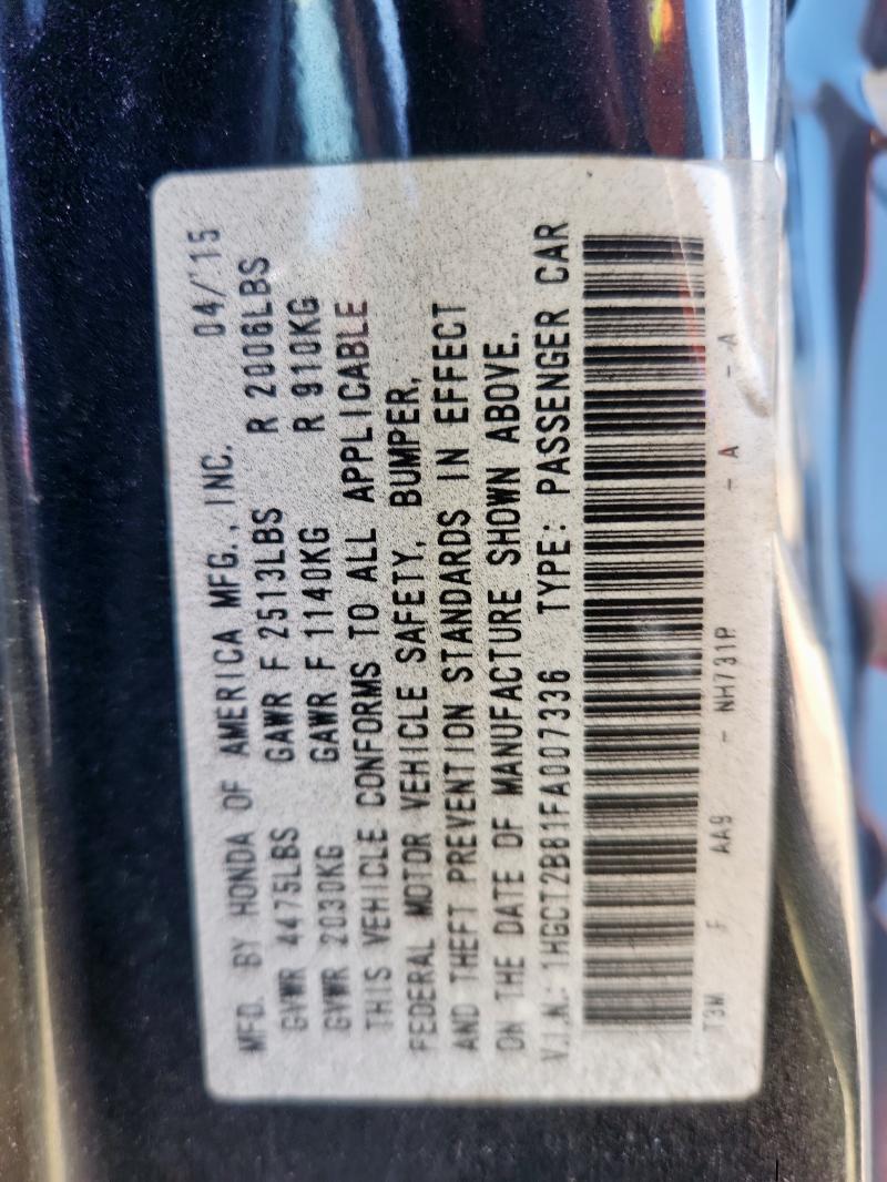 1HGCT2B81FA007336 - 2015 HONDA ACCORD EXL TAN photo 12