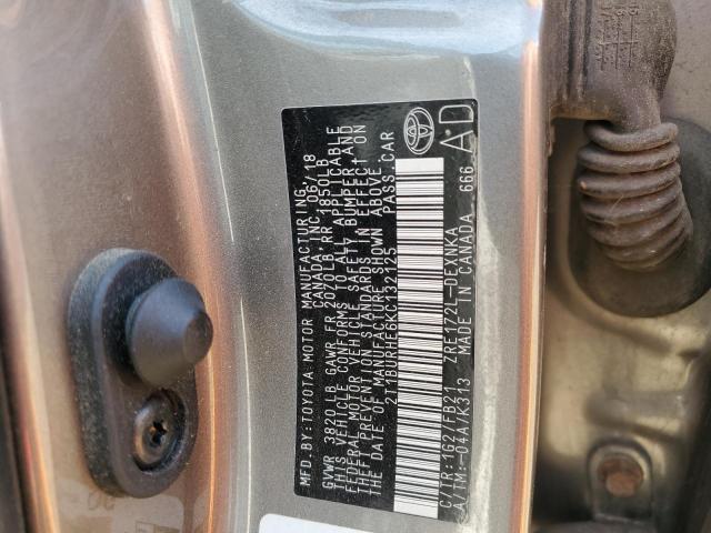 2T1BURHE6KC132125 - 2019 TOYOTA COROLLA L 灰色 照片 13