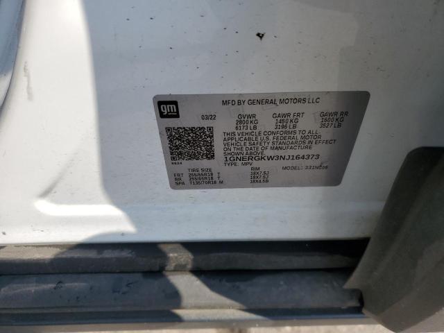 1GNERGKW3NJ164373 - 2022 CHEVROLET TRAVERSE LT WHITE photo 25