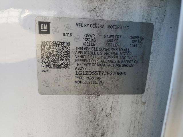 1G1ZD5ST7JF270690 - 2018 CHEVROLET MALIBU LT WHITE photo 12