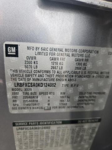 LRBFXCSA0KD124082 - 2019 BUICK ENVISION ESSENCE Gris photo 13