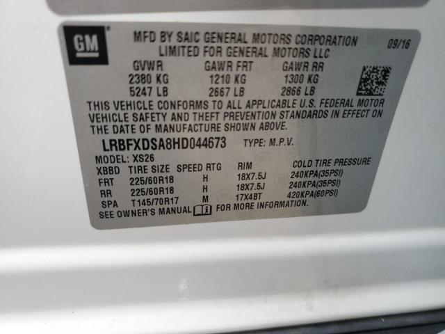 LRBFXDSA8HD044673 - 2017 BUICK ENVISION ESSENCE WHITE photo 13