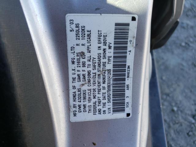 SHSRD78883U141265 - 2003 HONDA CR-V EX SILVER photo 13