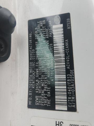 4T1BE46K49U920628 - 2009 TOYOTA CAMRY BASE WHITE photo 12