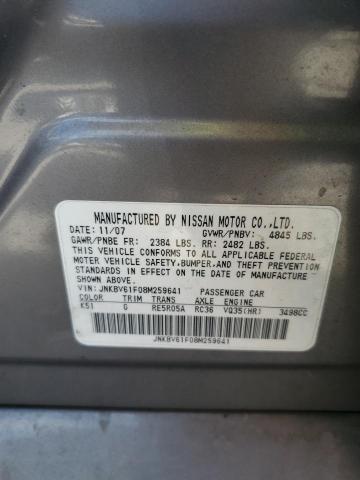 JNKBV61F08M259641 - 2008 INFINITI G35 SILVER photo 12