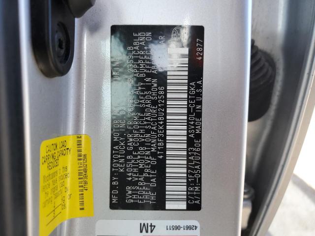 4T1BF3EK4BU212586 - 2011 TOYOTA CAMRY BASE Күміс фото 12