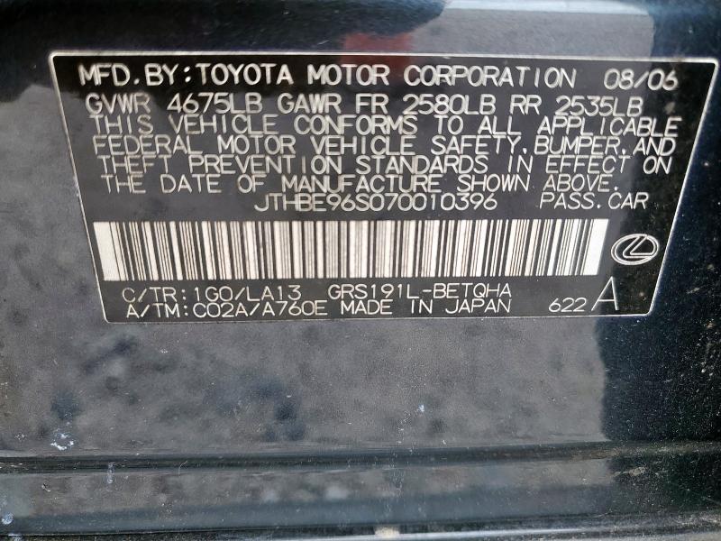 JTHBE96S070010396 - 2007 LEXUS GS 350 Grau Foto 12