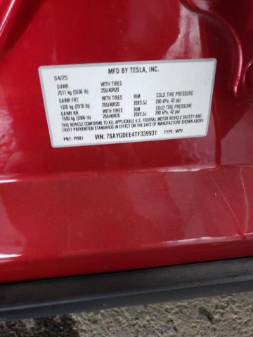 7SAYGDEE4TF339931 - 2026 TESLA MODEL Y Czerwony zdjęcie 12