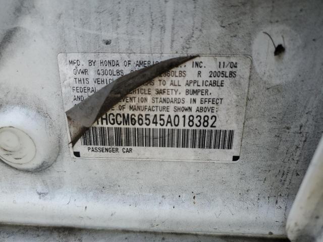 1HGCM66545A018382 - 2005 HONDA ACCORD EX WHITE photo 12