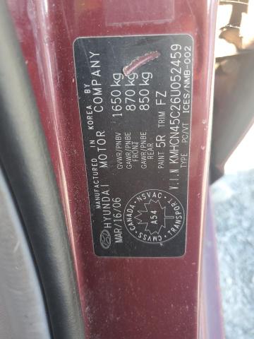 KMHCN45C26U052459 - 2006 HYUNDAI ACCENT GLS RED photo 12