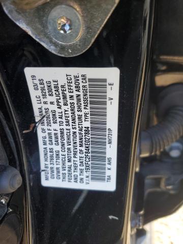 19XFC2F84KE027884 - 2019 HONDA CIVIC SPORT 黑色 照片 12