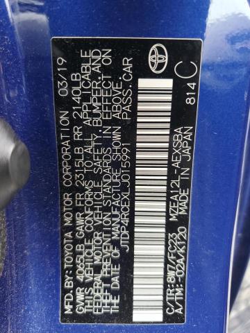 JTDP4RCEXLJ015991 - 2020 TOYOTA COROLLA SE 蓝色 照片 12