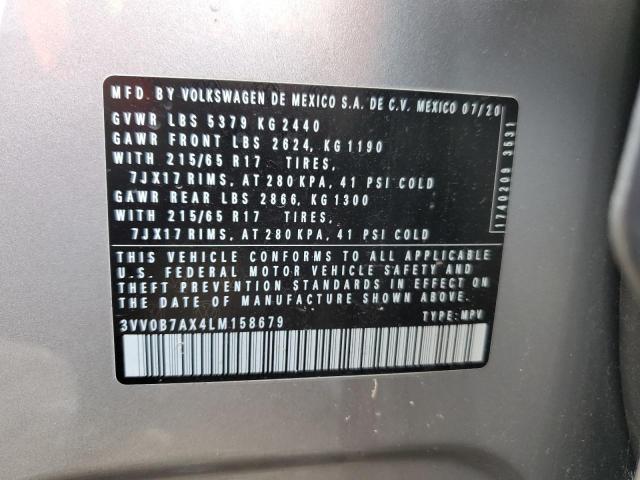 3VV0B7AX4LM158679 - 2020 VOLKSWAGEN TIGUAN S Gris foto 13