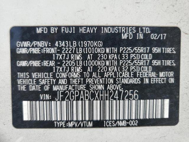 JF2GPABCXHH247256 - 2017 SUBARU CROSSTREK PREMIUM WHITE photo 13