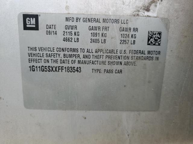 1G11G5SXXFF183543 - 2015 CHEVROLET MALIBU LTZ 银色 照片 12