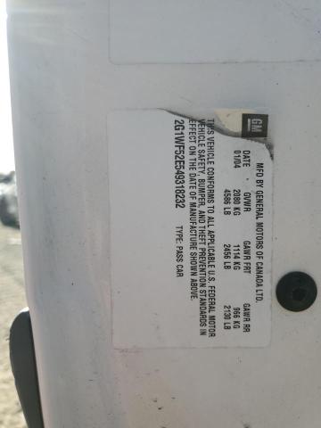 2G1WF52E549318232 - 2004 CHEVROLET IMPALA WHITE photo 12