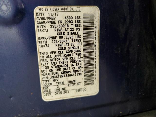 JN8AT2MT3JW457139 - 2018 NISSAN ROGUE S 蓝色 照片 13