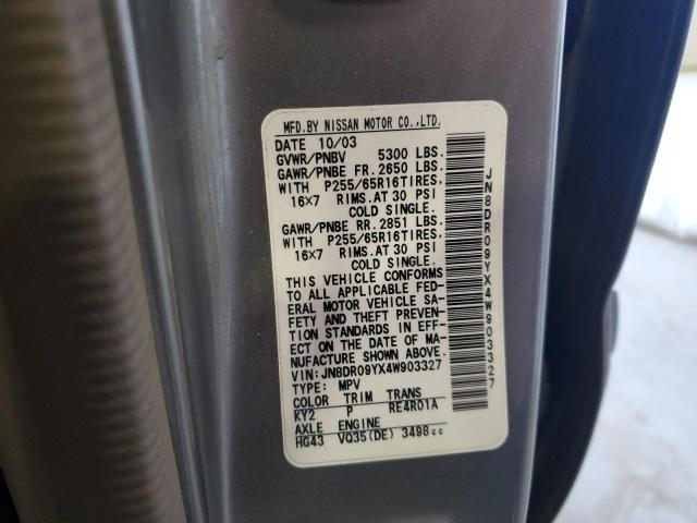 JN8DR09YX4W903327 - 2004 NISSAN PATHFINDER LE Թուխ լուսանկար 13