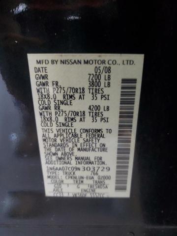 1N6AA07C09N303729 - 2009 NISSAN TITAN XE Schwarz Foto 12