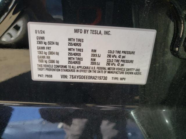 7SAYGDEE0RA219730 - 2024 TESLA MODEL Y 黑色 照片 13