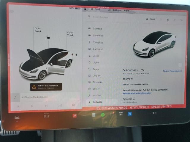 5YJ3E1EA5MF978409 - 2021 TESLA MODEL 3 თეთრი ფოტო 9