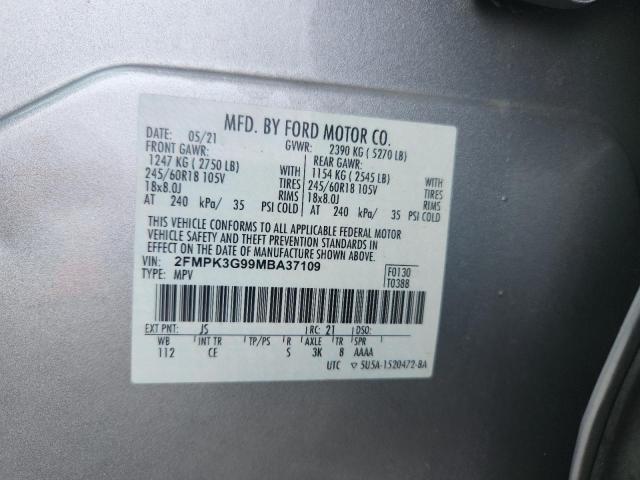 2FMPK3G99MBA37109 - 2021 FORD EDGE SE SILVER photo 13