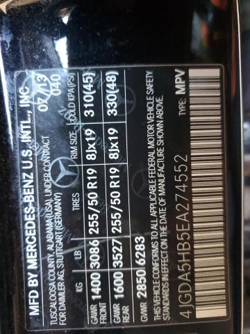 4JGDA5HB5EA274552 - 2014 MERCEDES-BENZ ML 350 4MATIC BLACK photo 13