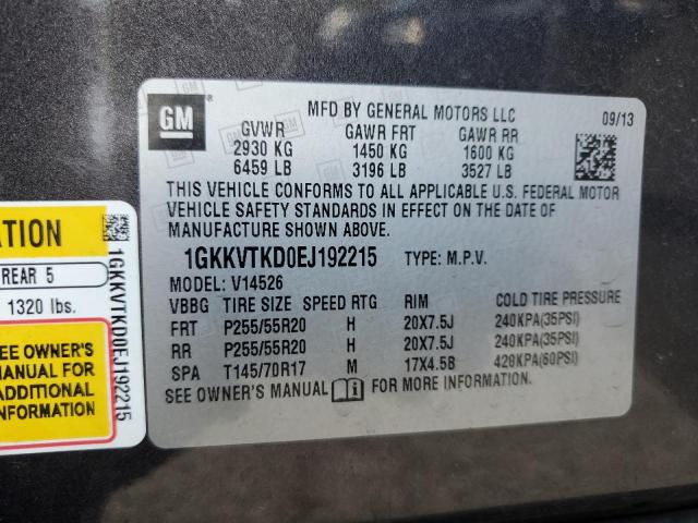 1GKKVTKD0EJ192215 - 2014 GMC ACADIA DENALI GRAY photo 13