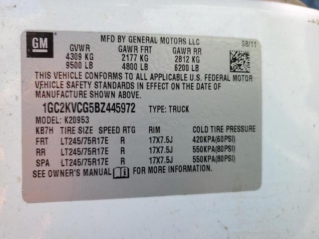 1GC2KVCG5BZ445972 - 2011 CHEVROLET SILVERADO K2500 HEAVY DUTY WHITE photo 12
